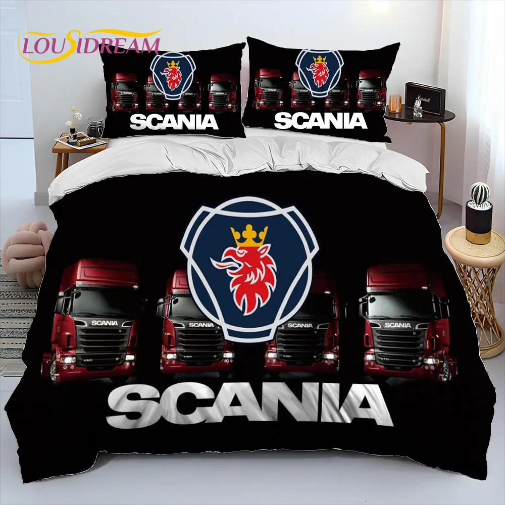 Scania Top Class Truck Car Cartoon Comforter Bedding Set,Duvet Cover Bed Set Quilt Cover Pillowcase,King Queen Size Bedding Set