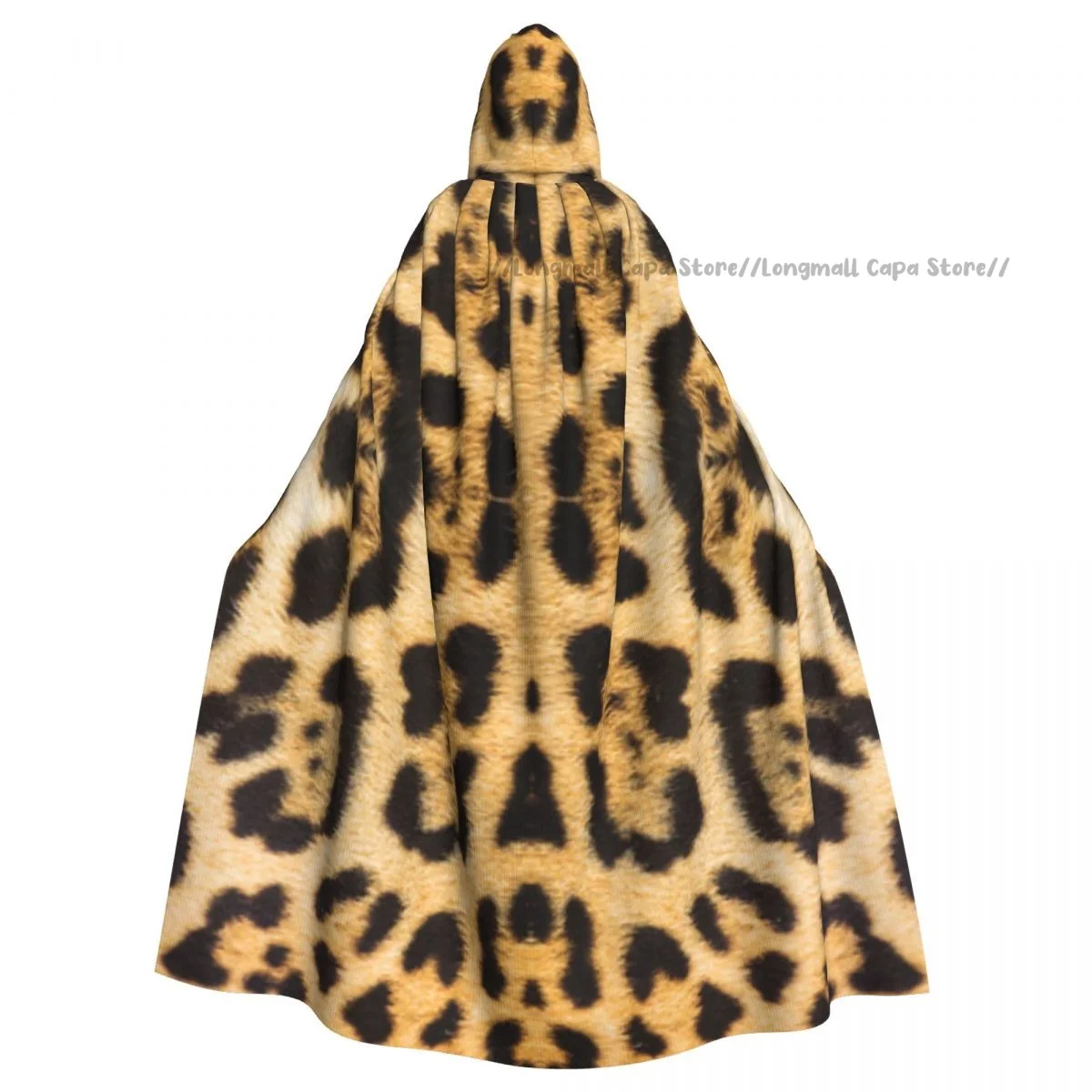 

Adult Vampire Cape Hooded Robe Leopard Skin Texture Halloween Cloak Full Length Cosplay