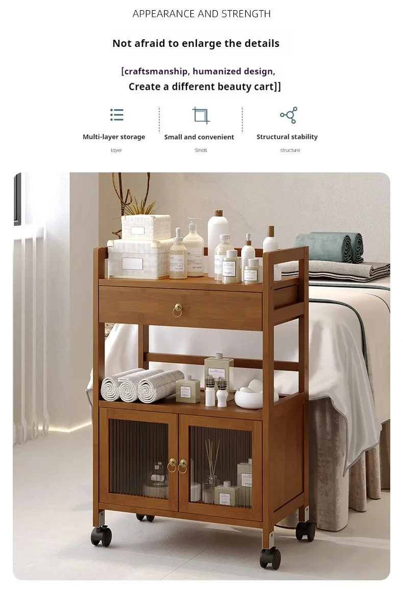 Description Picture 5 of itemCosmetic Beauty Cart Salon Trolley Tool Rolling Tattoo Lash Tea Salon Trolley Spa Make Up Chariot Coiffure Salon Furniture WKST