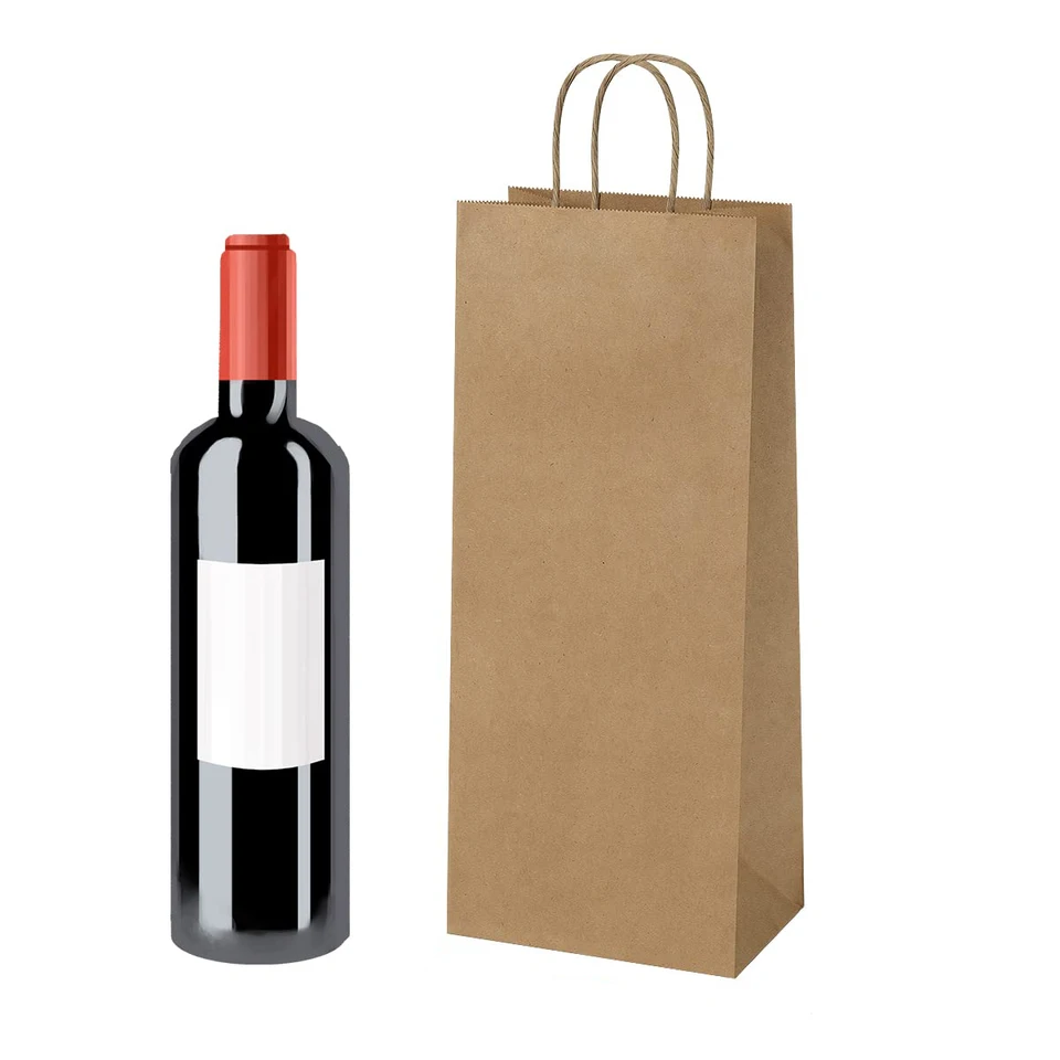 VORCOOL 24pcs Sac à Main De Vin En Papier Kraft Vin Boit Le Sac D'emballage Sac De Rangement Sac