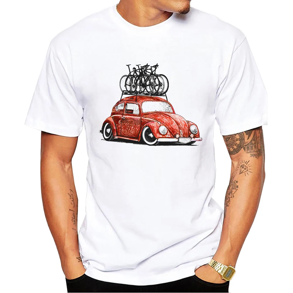 2023 heiße Verkäufe neue Mode Bus und Fahrrad Design Männer T-Shirt Kurzarm Geek Tops Punk Road und Trip gedruckt Hipster T-Shirt – Detail 1