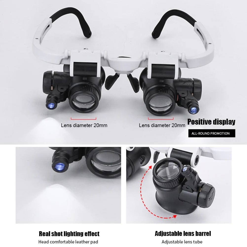 Jewelry Magnifier Jeweler Repair Magnifier Jewelry Magnifying Glass Magnifying Glass Soldering Magnifier Soldering Repair Magnifier Reading Magnifier Magnifying Glass Lamp 8X/15X/23X Telescopic Jeweler Magnifier Loupes With LED Light Len Magnifying Glass for Precision Work Eyewear Reading Watchmaker