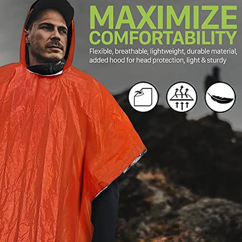 Outdoor Emergency Raincoat Reflective First Aid Poncho Riding Cloak First Aid Cloak Aluminum Mold Thermal Blanket
