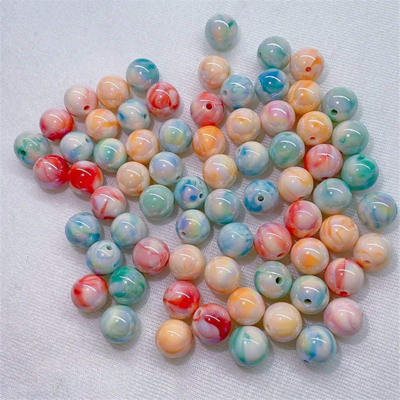 

New arrived 50pcs/lot 16mm color patten print geometry rounds shape Straight holes resin beads diy jewerly garment accessory