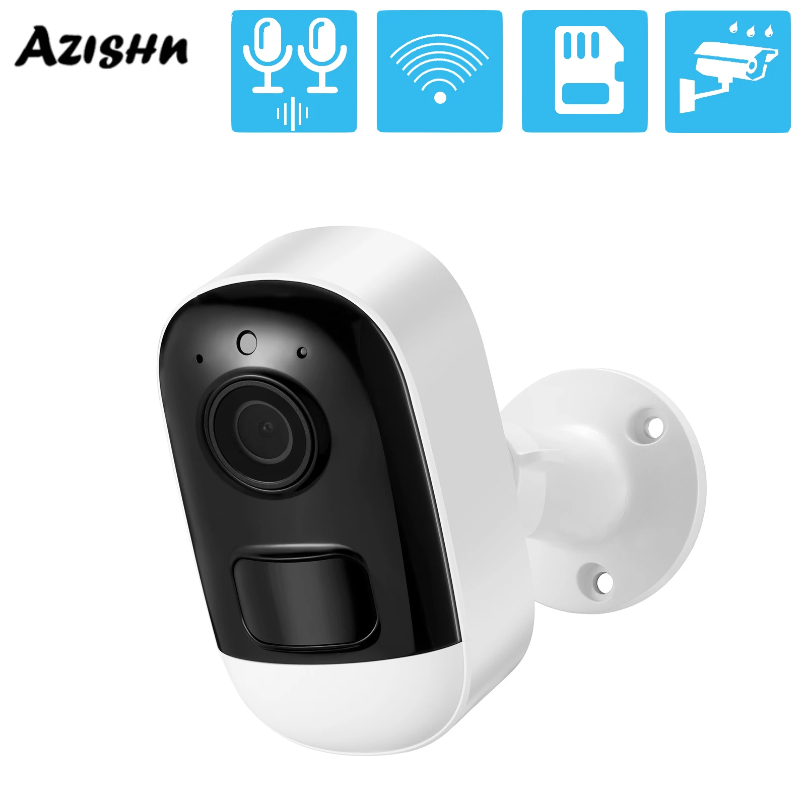 

AZISHN Mini Outdoor Wireless Waterproof WiFiSD Card CCTV 3MP TV Video Webcam