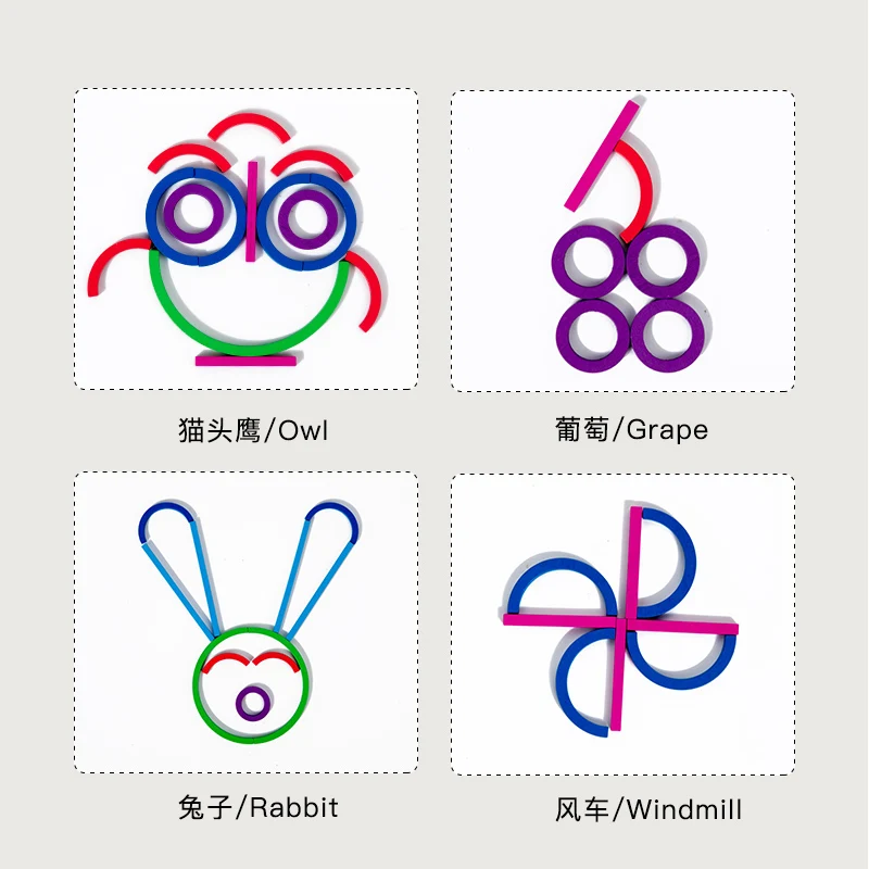 Kids Wooden Ring Early Education Shape Board Kindergarten Wooden Creative Puzzle Building Blocks Match Montessori Education Toys 6