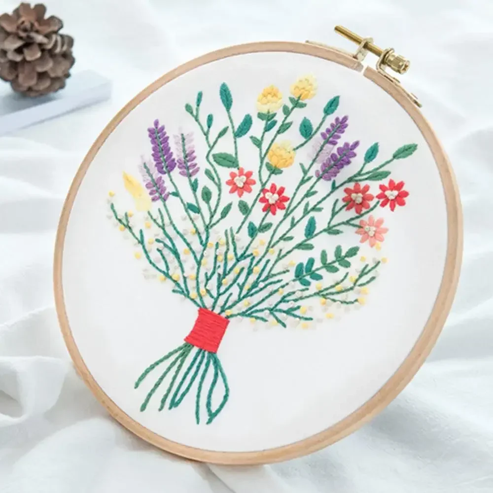 DIY European Style Bouquet Embroidery Kit Flower Handcraft Needlework Cross Stitch Kit Cotton Embroidery Painting Home Decor