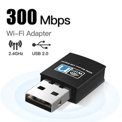 Fvi-adaptador Wifi USB, receptor de antena Wifi de 300Mbps, 2,4 GHz, tarjeta de red inalámbrica, Lan 150Mbps, adaptador Mini Usb WLAN