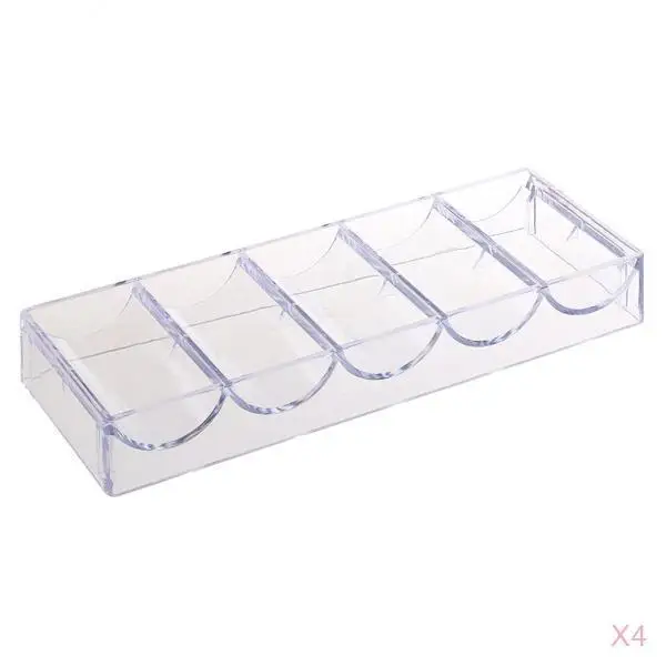 4x 포커 칩 트레이 홀더 팔레트 100개 칩용 부품(뚜껑 없음)