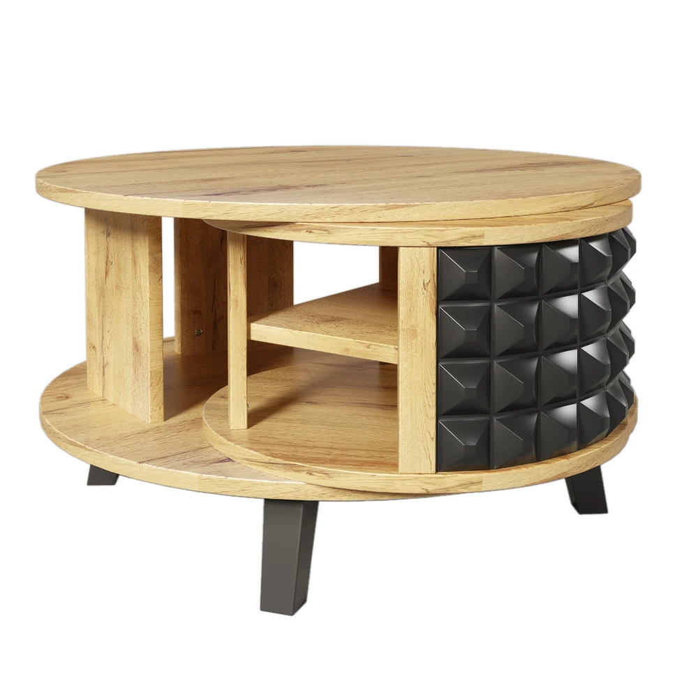 PINGGO Couchtisch mit versteckter interner Ablage und drehbarem Beistelltisch – Moderne Aufbewahrungskonsole für die Wohnzimmerdekoration – Detail 17