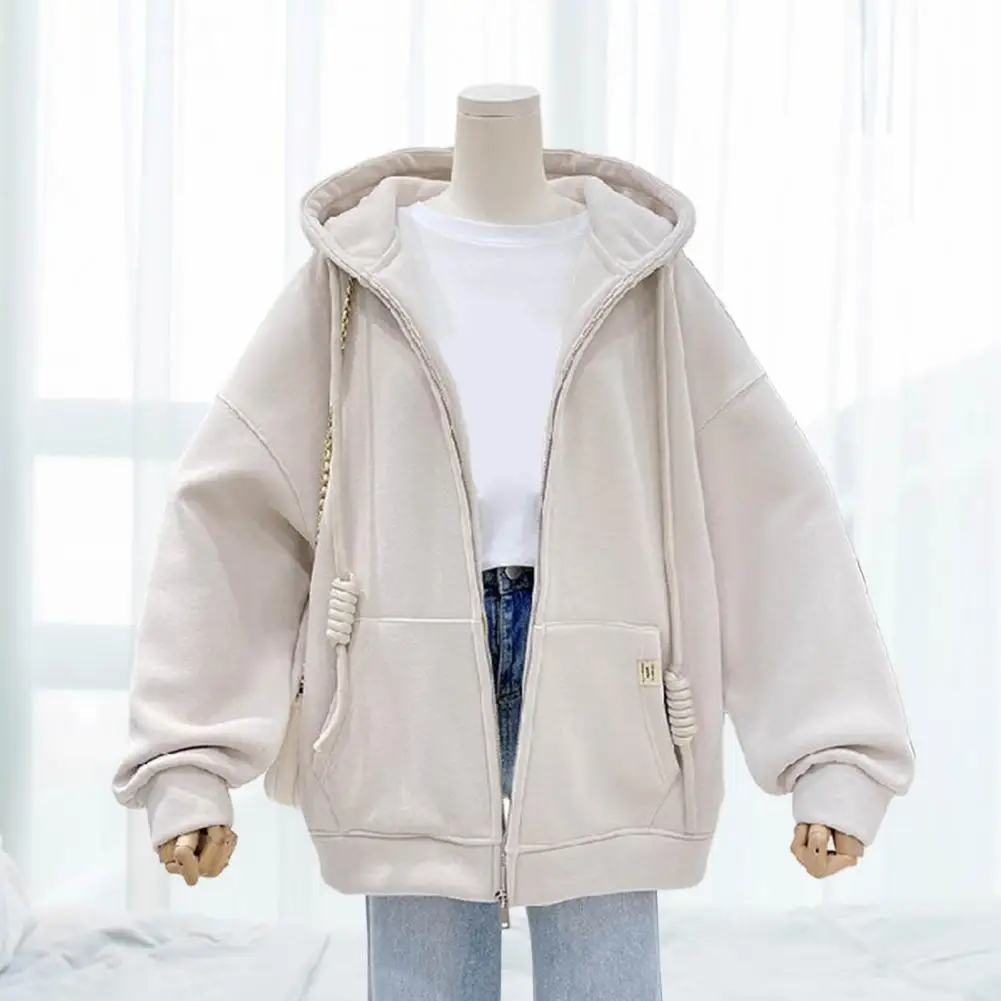 

Comfortable Women Jacket Stylish Oversized Women's Hooded Jacket Warm Thick Casual Coat with Large Pockets for Autumn/winter