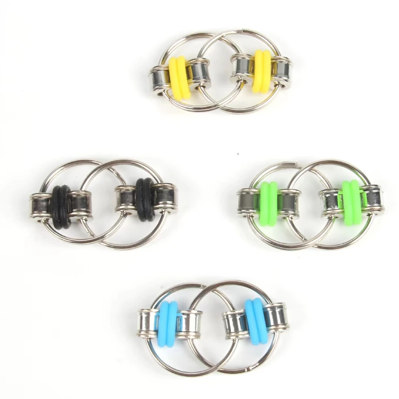 Decompression Bike Chain Fidget Finger Spinner Sensory Toy Metal Puzzle Keychain 1pc