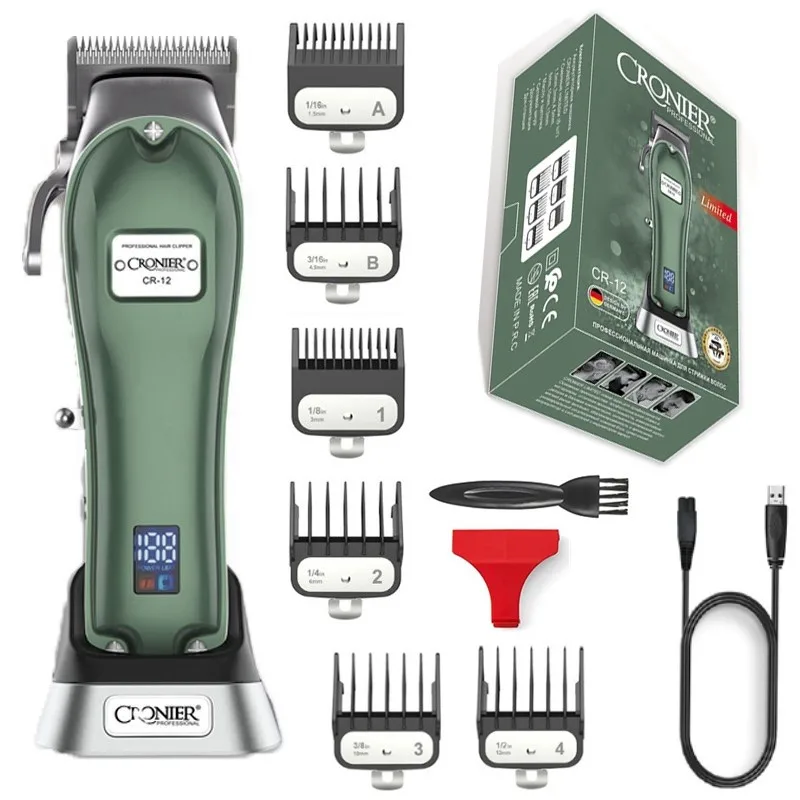 All-Metal Cordless Professional Hair Clipper Barber Hair Trimmer For Men Beard Electric Cutting Machine Adjustable Kit
