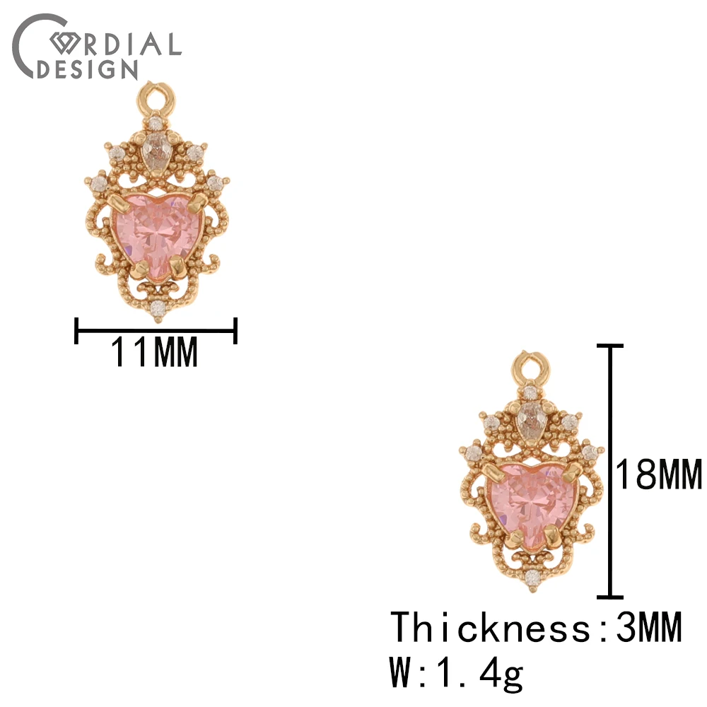 Cordial Design 50Pcs 11*18MM Earrings Accessories/Crystal Pendant/DIY Charms/Heart Shape/Jewelry Finding & Components/Hand Made - cordial