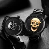 Men Watches Cool Punk 3D-Skull Stainless Steel Top Luxury Brand Sports Quartz Movement Waterproof Shockproof Male Wristwatches 2