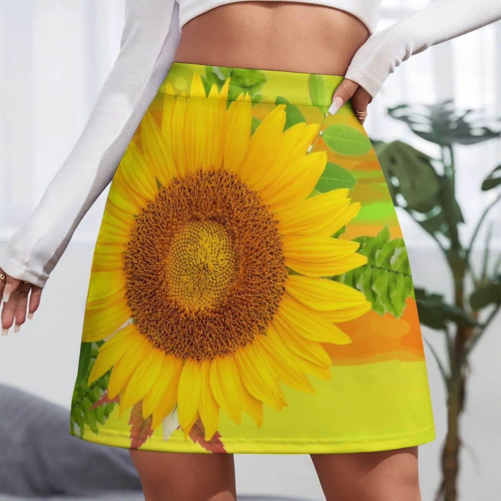 SUNFLOWER BRUSH STROKE PNG, SUN FLOWER BACKGROUND TEXTURE Mini Skirt elegant party dresses for women 2024 women clothes