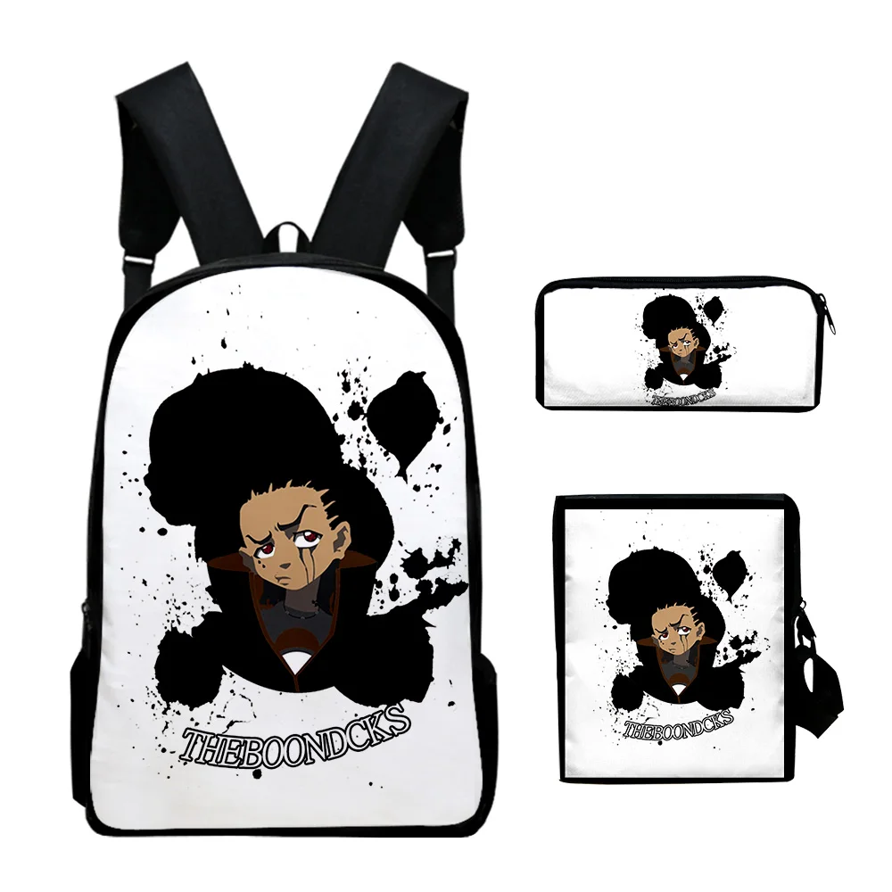 Hip Hop Youthful The Boondocks 3D Print 3pcs/Set Student Travel bags Laptop Daypack Backpack Shoulder Bag Pencil Case