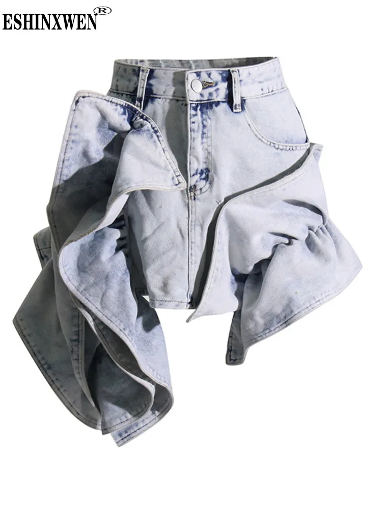 

Eshin High Waist Denim Blue Irregular Asymmetry Short Mini Skirt For Women 2023 Autumn Fashion Female New Y2k Clothing TH5679
