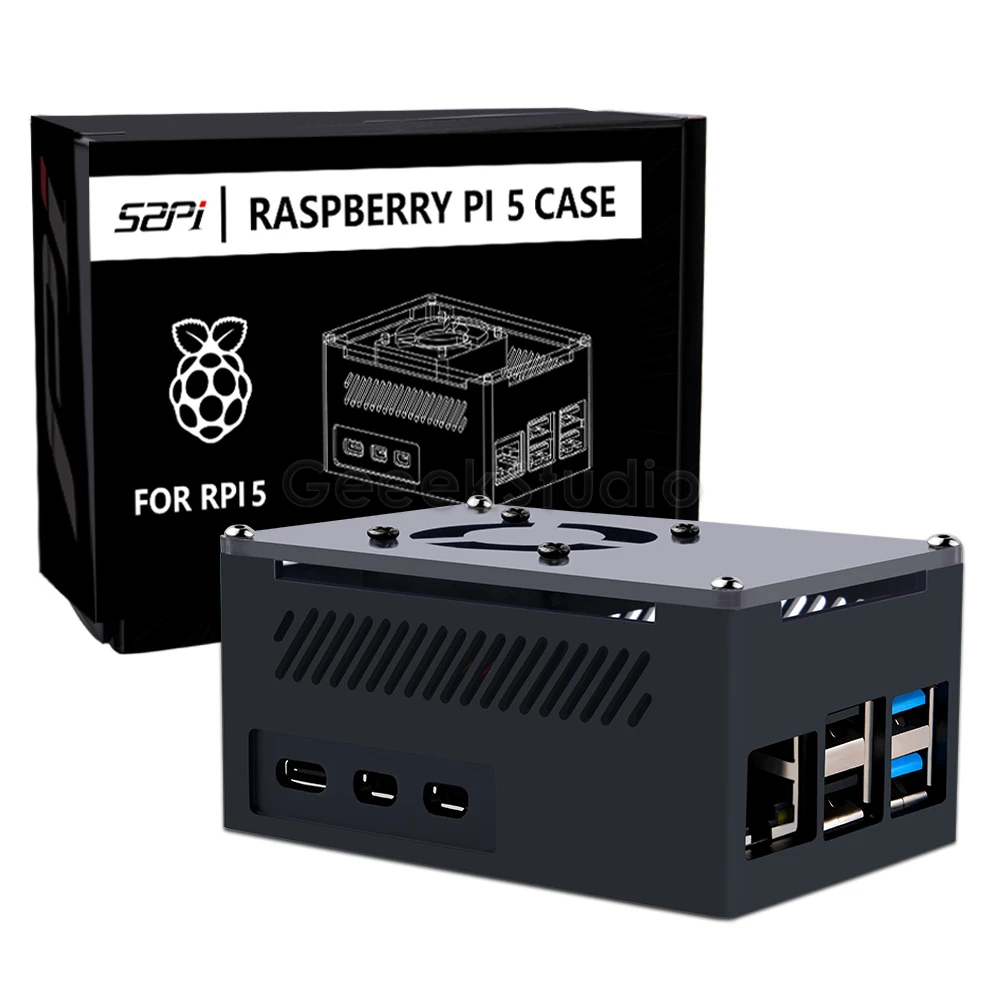 Raspberry pi Alumínio Case Enlosure Shell com Ventilador Dissipadores para Rpi 5