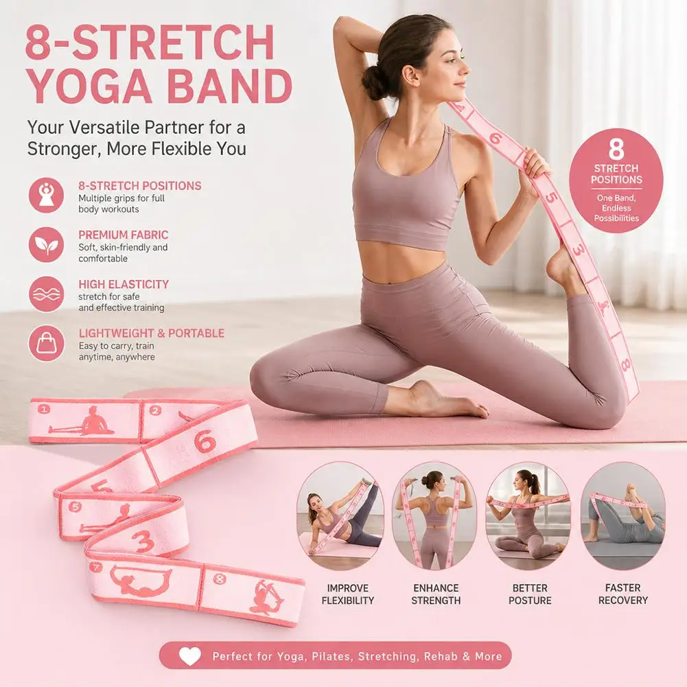Premium Elastic Stretching Strap for Yoga, Dance, and Pilates Workouts