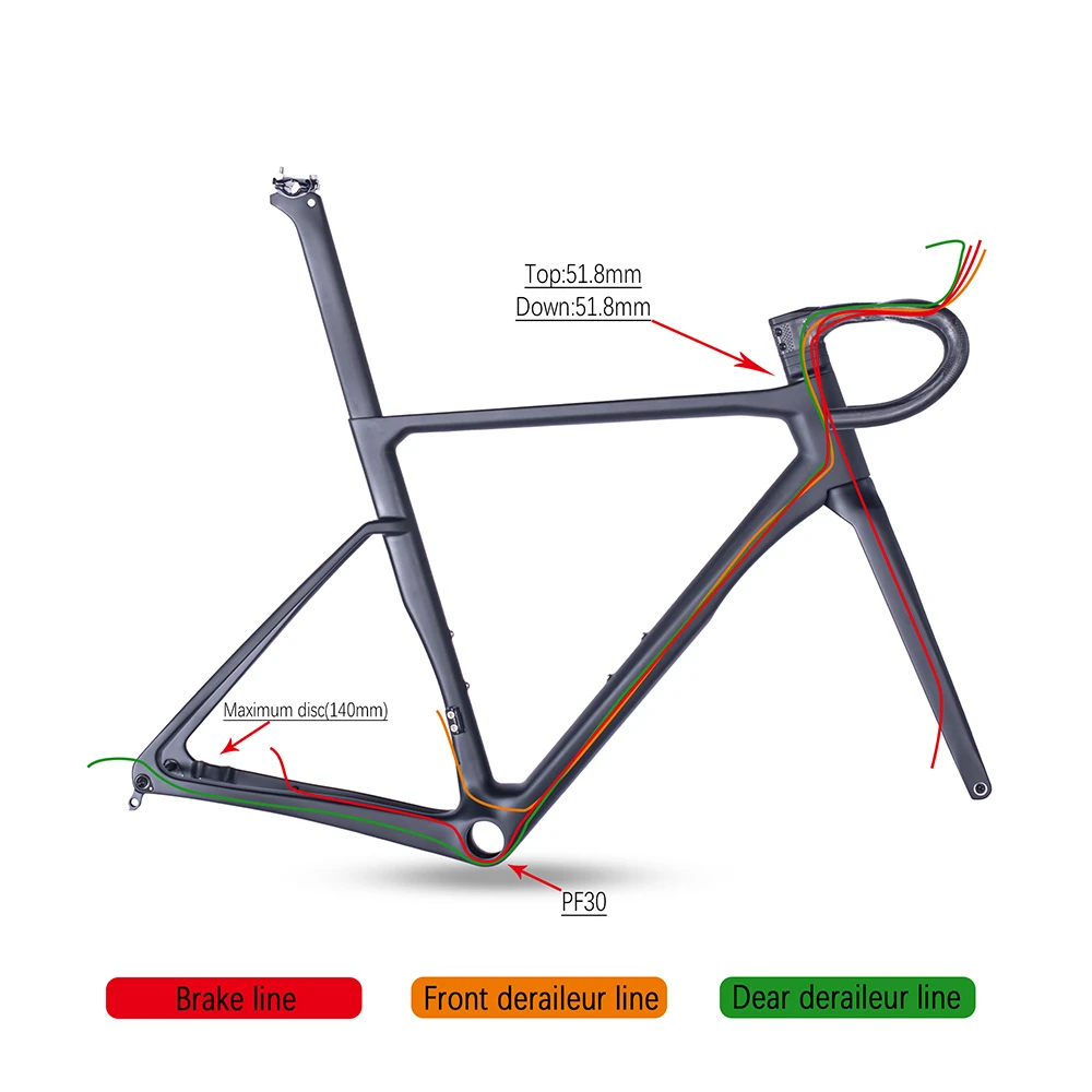 2023 New Road Bike Carbon Fiber Frame Disc Brake Frameset Inside Line