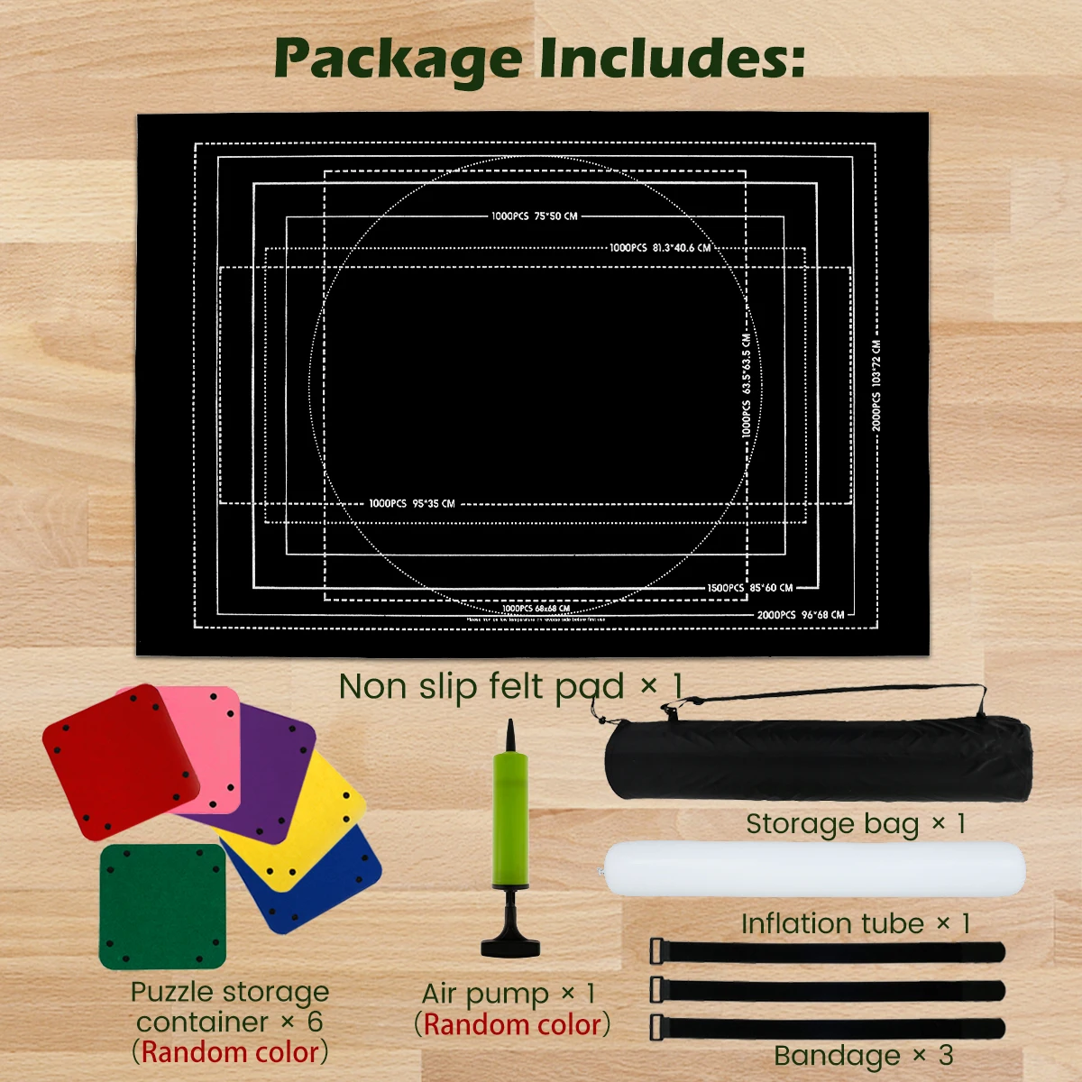 13-Piece Non-Slip Puzzle Mat with Felt Protector for Storing up to 2000 Pieces