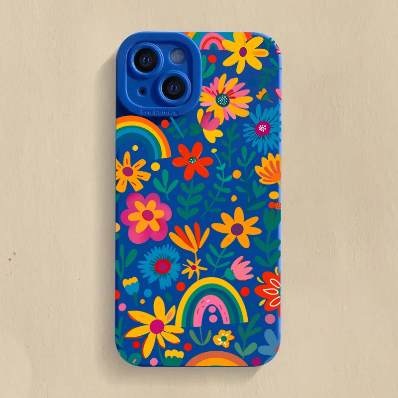Vibrant Floral Rainbow Pattern Soft Matte Phone Case