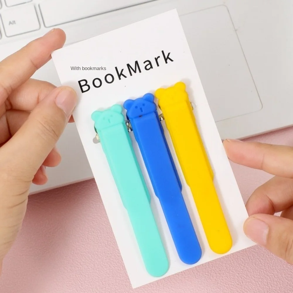 Animal Bookmark Bookmarks Stationery Supplies Silicone Bookmark 1/3 Pcs Cute Bear Bookmark Clip Automatically Follows Silicone Book Markers Stationery Supplies Notebook Page Divider