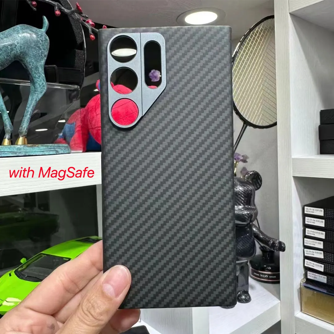 

Real Carbon Fiber Case with Magsafe For Samsung S23 Ultra S23+ Aramid Matte Black Protective Magnetic Wireless Charging Cover