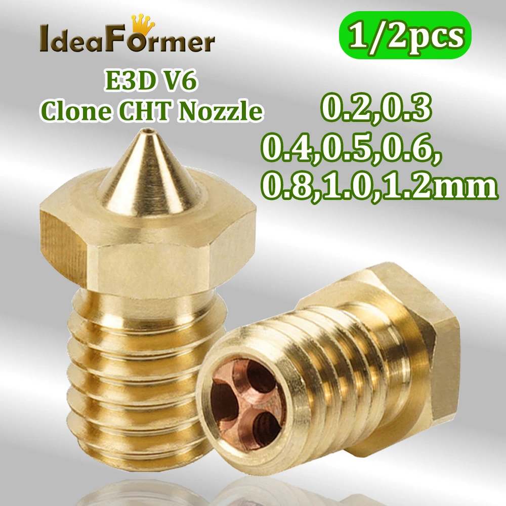 

IdeaFormer Clone CHT Nozzle 0.4,0.6,0.8,1.0mmE3D V6 Brass Copper Nozzle High Flow Extruder Print Head For 1.75mm 3D Printer Part