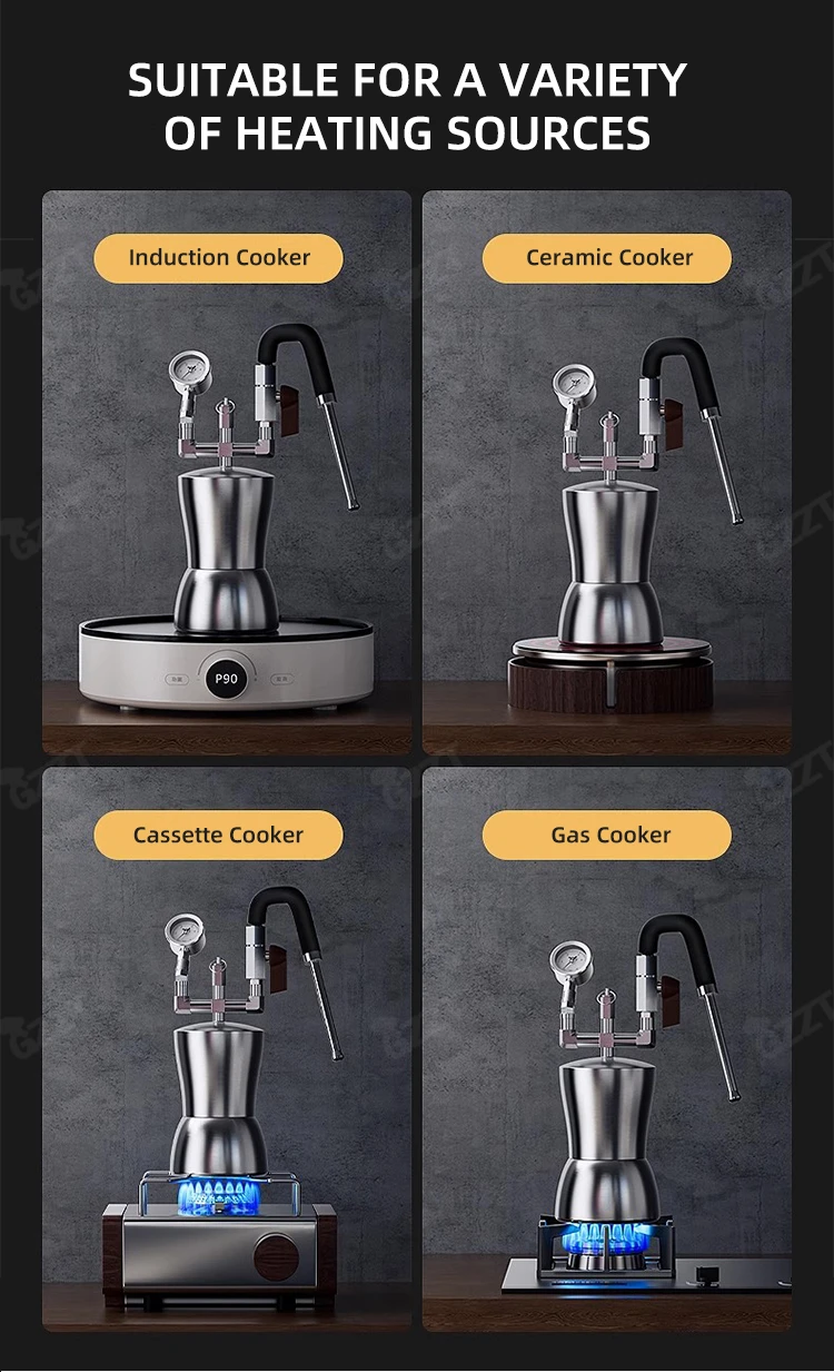 GZZT CMFAK-74 Milk Frother with Water Vapor Separator Frothing Pitcher Stainless Steel Dry Steam Milk Steamer 5