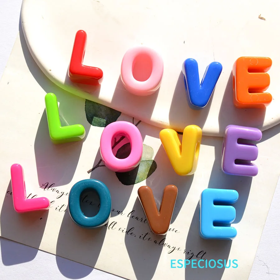 Acrylic Letter Beads Multi Color Big Hole Children Handcraft Ornament Alphabet Spacer Necklace Accssories DIY Jewelry Department