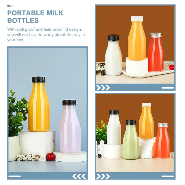 4pcs Milk Containers for Refrigerator Milk Jugs Glass Milk Bottles with  Lids 250ml