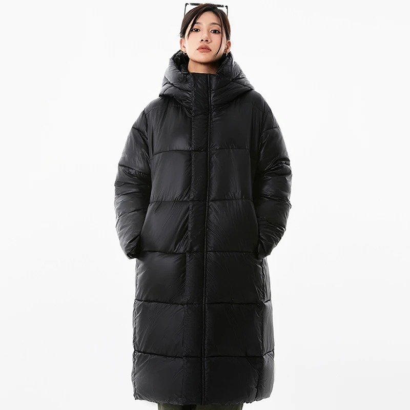 

Fashion Winter Long Parkas for Women Overcoat Hooded 2023 Thick Warm Black Padded Coat Woman Korean Style Oversize Winter Jacket