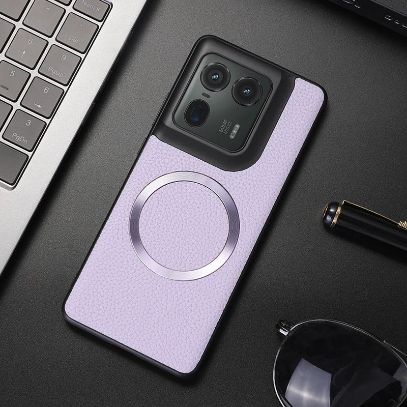 Magnetic PU Leather Lichee Pattern Anti-slip Ultra Thin Phone Case