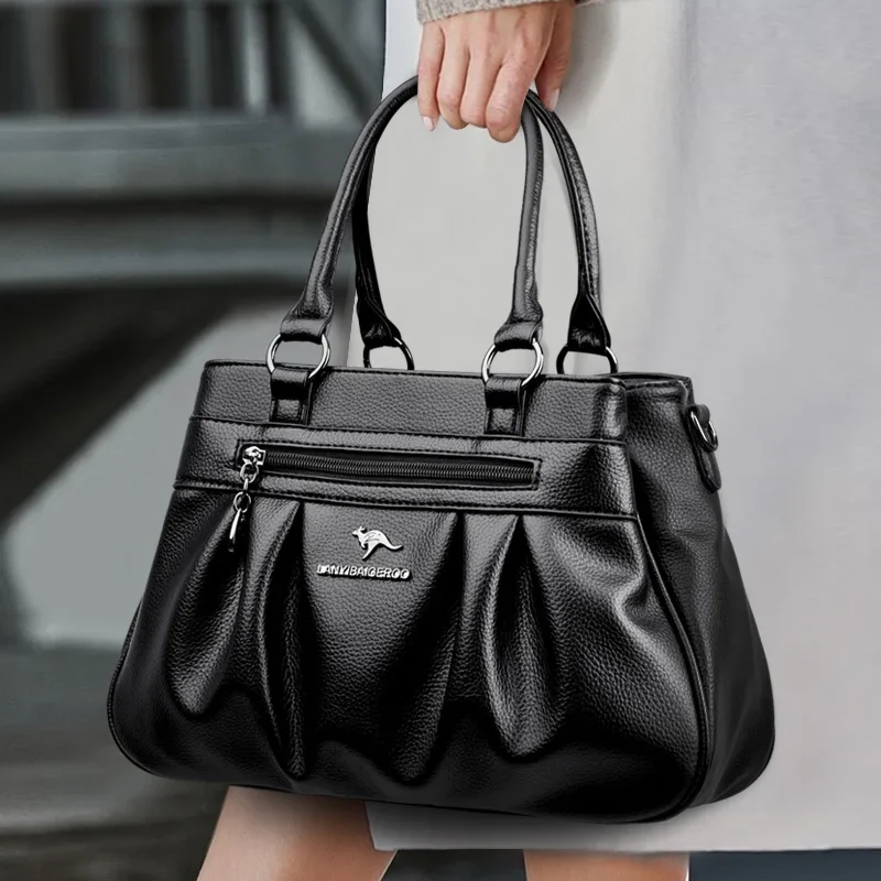 Women's Conventional Large-capacity Handbag Fashion Designer High-quality Soft Leather Bags Casual Retro Shoulder Bag 2023 New