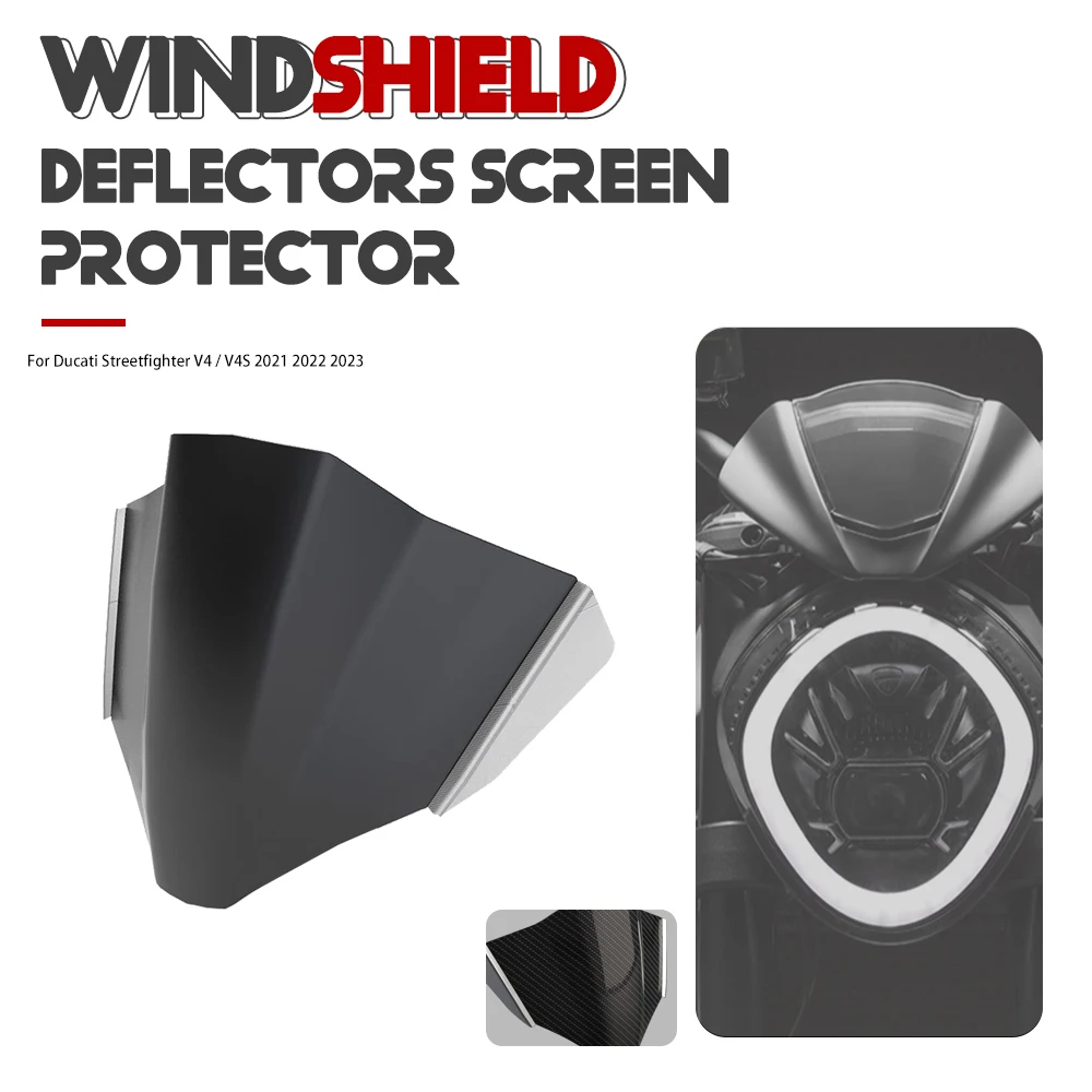 

NEW For Ducati Streetfighter V4 / V4S 2021 2022 2023 Motorcycle Double Bubble Windshield Deflectors WindScreen Screen Protector