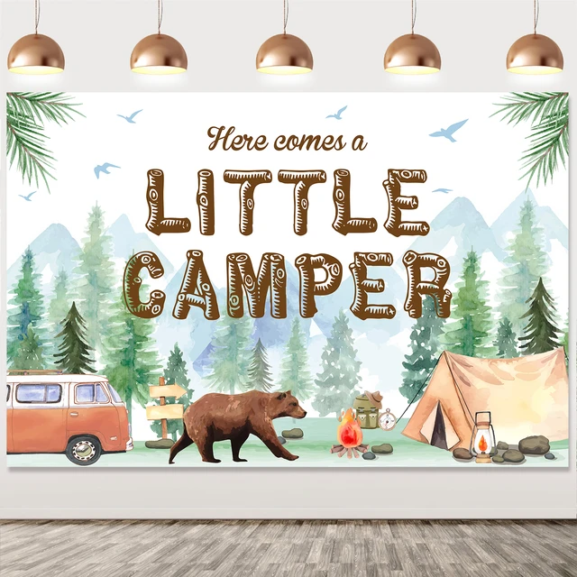Happy Camping Baby Shower Backdrop, Photo Background, Adventure