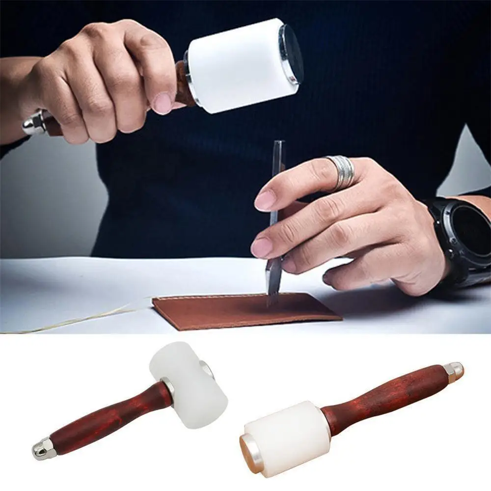 Handheld T type leather hammer wooden handle nylon leather carving mallet  leather carving hammer / DIY leather installation tool - AliExpress