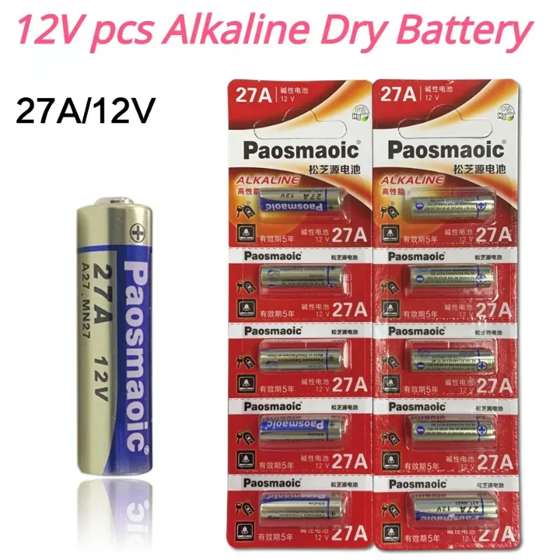 10PCS Alkaline Battery 12V 27A G27A MN27 MS27 GP27A L828 V27GA ALK27A A27BP K27A VR27 R27A For Alarm Remote Control Dry Cell