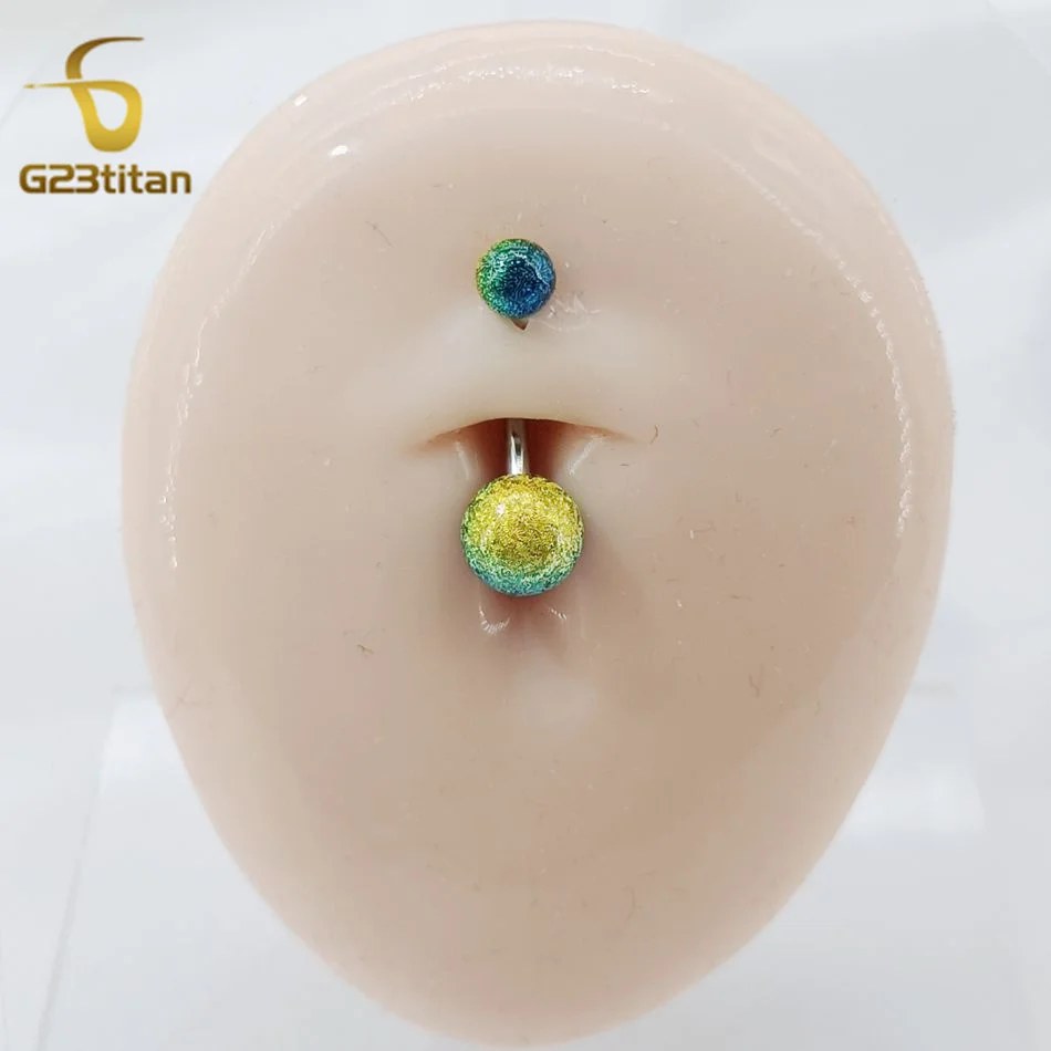 Fashion Titanium Steel Barbell Belly Button Rings 6-16mm Colorful Acrylic Ball Piercing Body Hypoallergenic Navel Women Jewelry