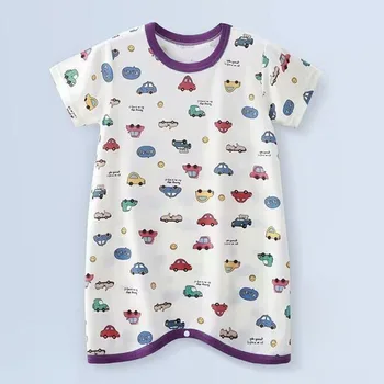 Estate Bambini di Un Pezzo Della Ragazza del Ragazzo Del Fumetto Coniglietto Dino Auto Abbigliamento Traspirante per Il Bambino Dormire Delicato Indumenti Da Notte Anti-Calcio Unisex 1