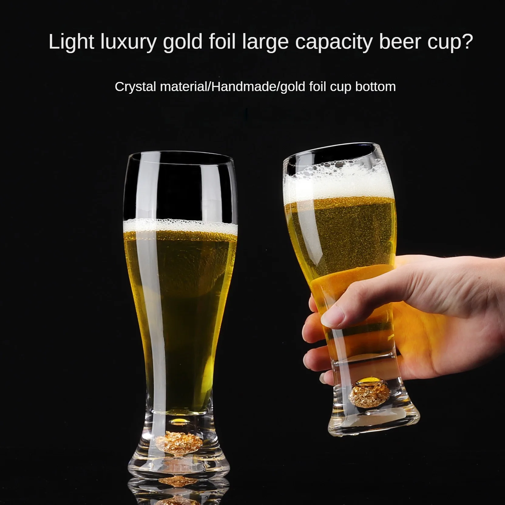 

Handmade Crystal Gold Foil Beer Mug with Large Capacity - The Perfect Blend of Elegance and FunctionalityIndulge in the exquisi