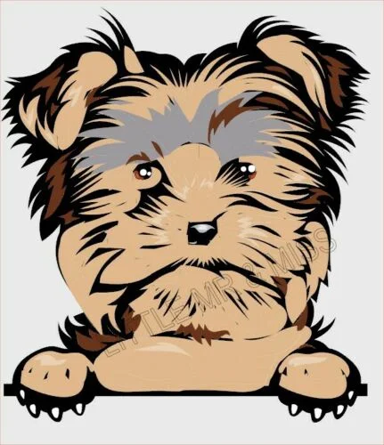 For YORKIE Peeking Dog Breed Color Window Wall Laptop Sticker w/proof