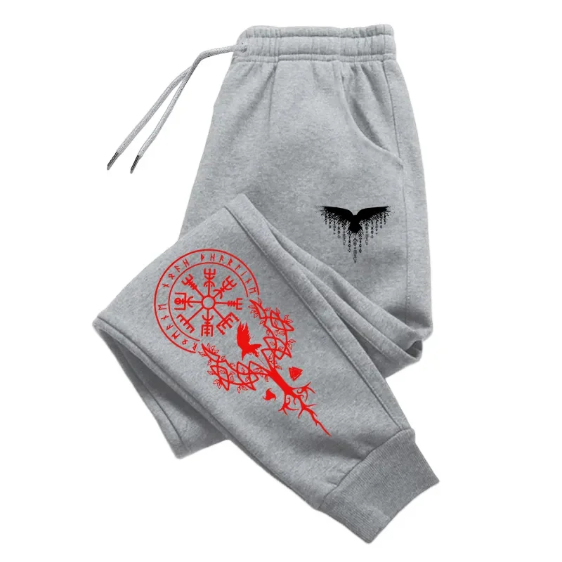 2025 nuovi uomini pantaloni da jogging pantaloni sportivi casual invernali pantaloni comodi sport all'aria aperta vichingo corvo design moda autunnale 3