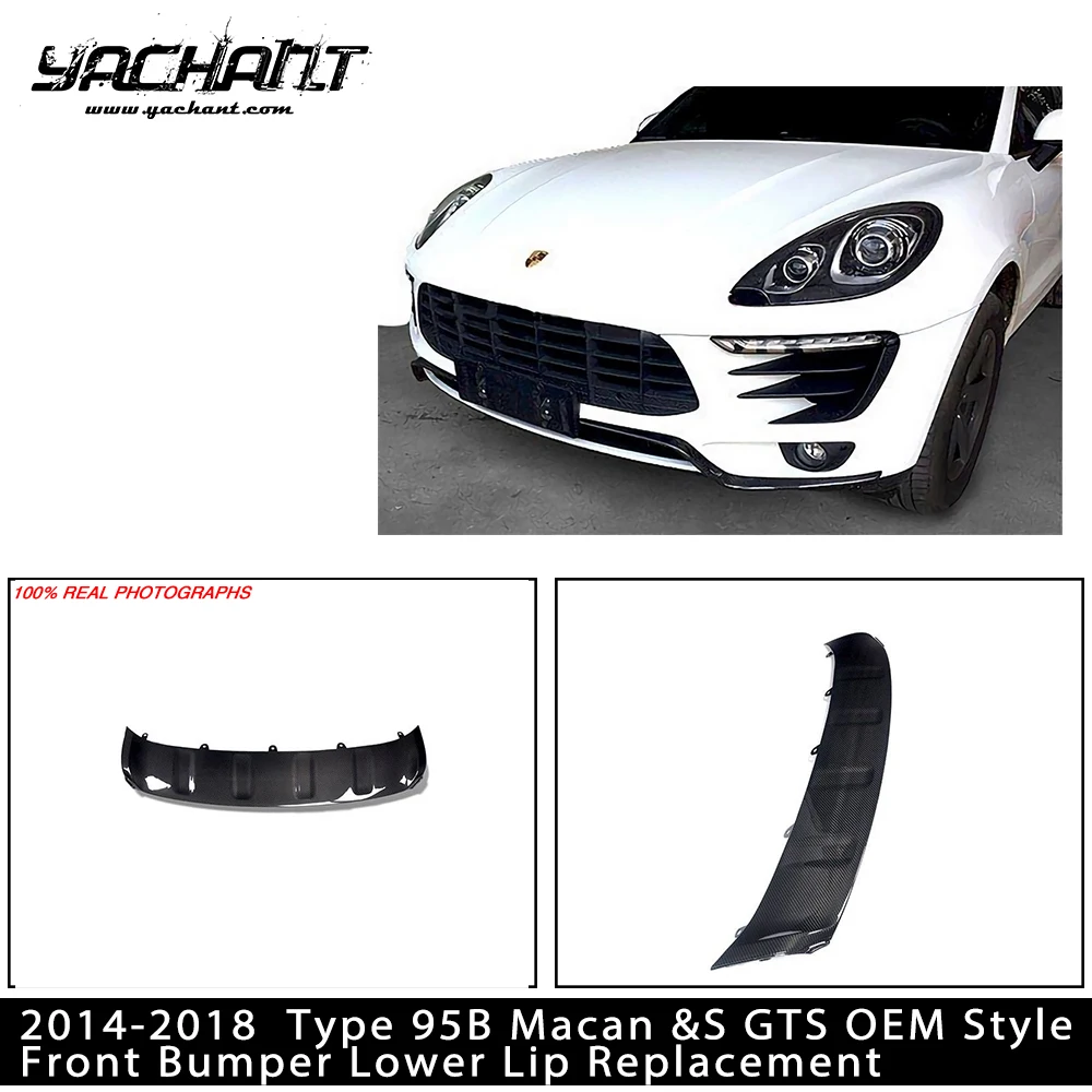 

Car-Styling Accessories Carbon+ Fiber Glass CFRP Front Bumper Lower Lip Replacemen OEM Style For 2014-2018 Type 95B Macan &S