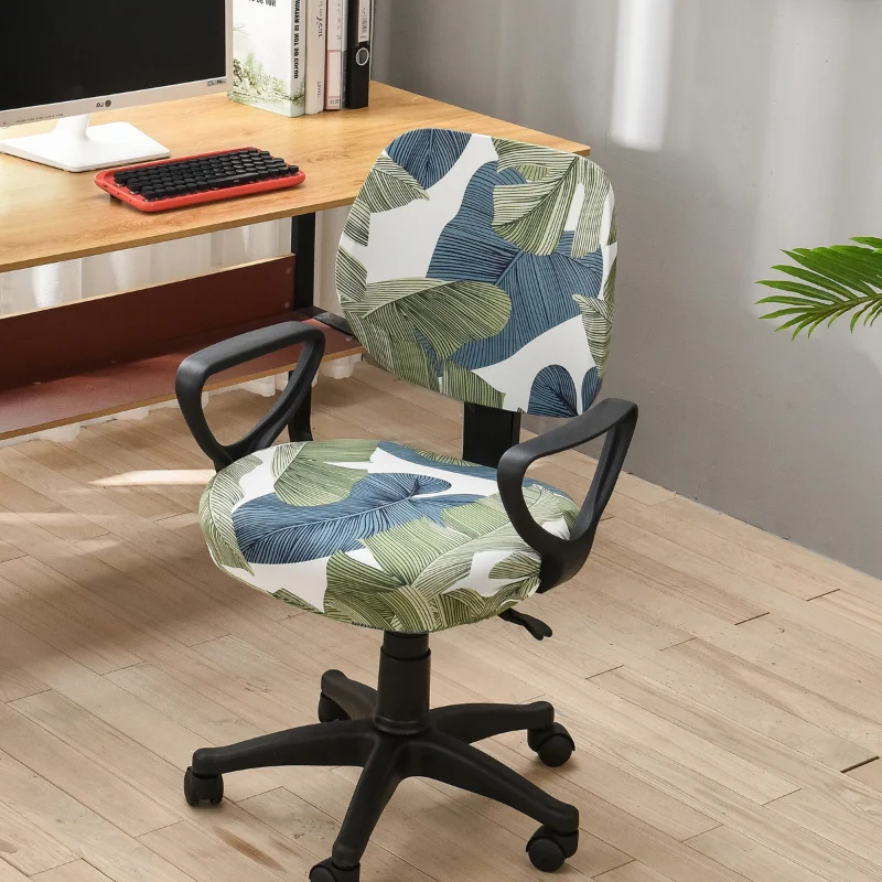 Printed Office Computer Chair Cover 36 Color Spandex Split Seat