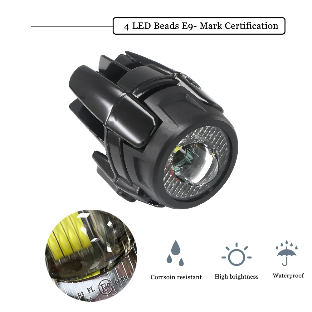 Motorcycle LED Lights LED auxiliary headlight mounting kit for BMW headlights GS 1200 1250 F800GS R1100GS F700GS black With Relay Wiring Harness