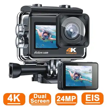 4K Sports Action Camera Dual Screen 24MP 30FPS WiFi 40M Waterproof Underwater Remote Control EIS Anti-shake 170° As Go Pro 1