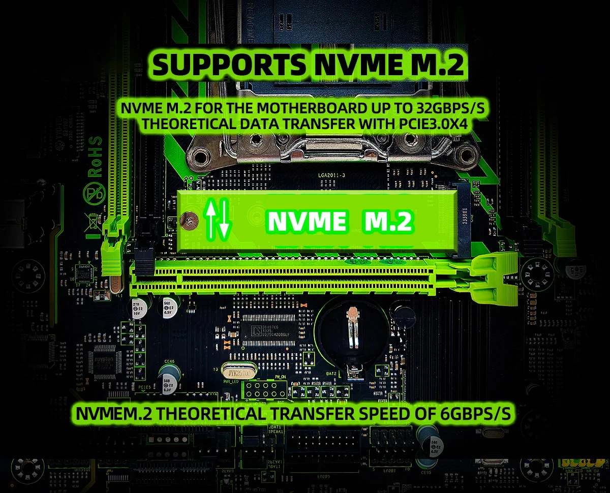 Description Picture 3 of itemX99-8D4 ZSUS Motherboard Set Kit With Intel LGA2011-3 Xeon E5 2650 V4 CPU DDR4 16GB (1*16GB) 2133MHZ RAM Memory NVME M.2 SATA